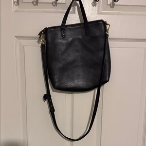 Madewell Black Leather Convertible Crossbody Tote